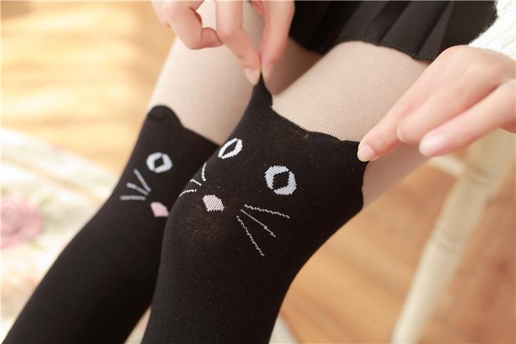 Faux Thigh High Socks- Black Tights that Look like Thigh Highs — UNIQSO