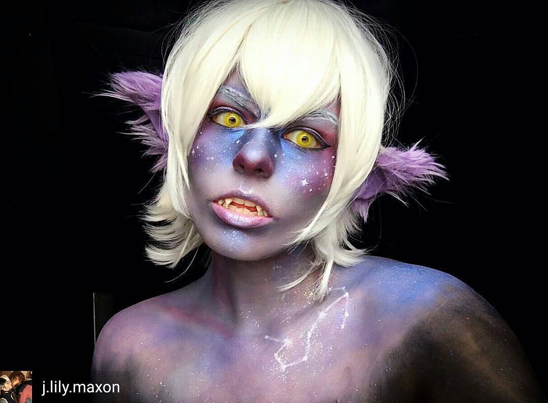 Galaxy Galra Keith Makeup with Yellow Halloween Circle Lenses