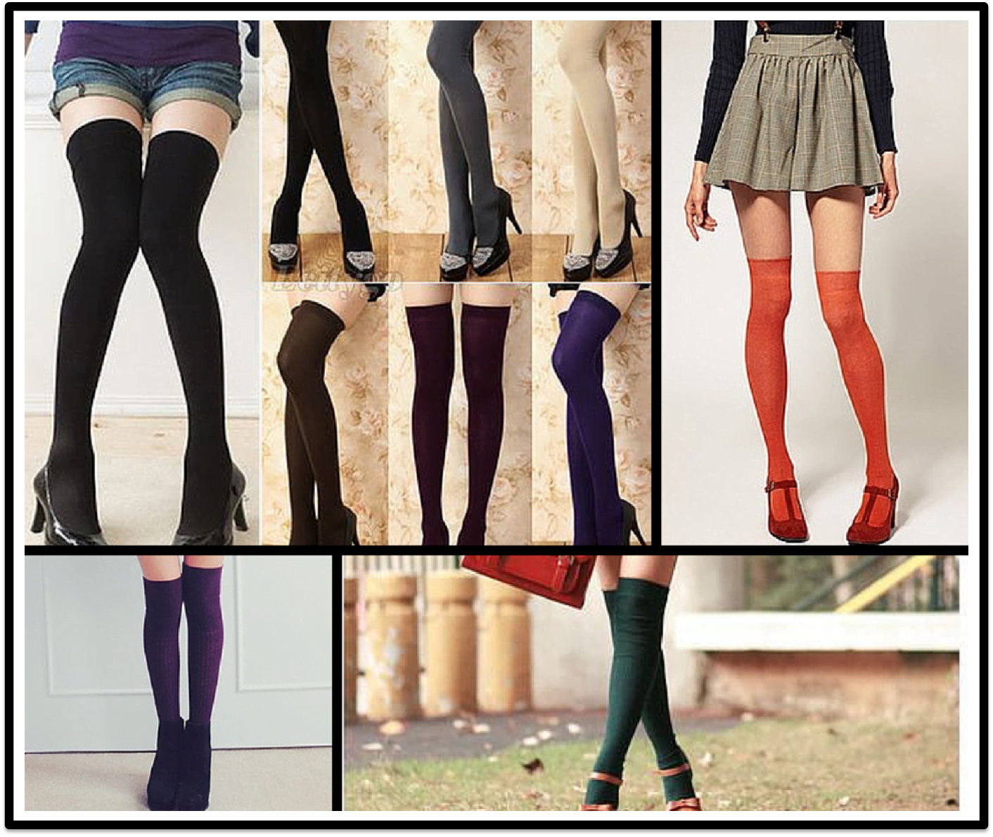 funky cotton thigh high socks for autumn
