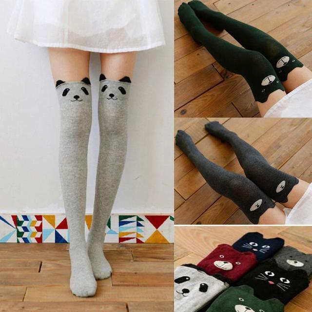 cotton thigh high socks totoro