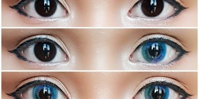 Sweety Colorful Rio Blue against dark eyes
