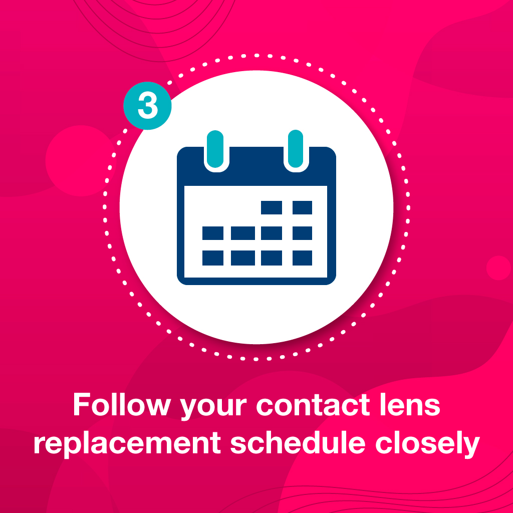 replace contact lens and case properly to prevent contact lenses hurt