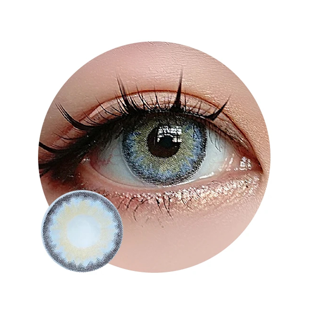 Sweety Infinity Grey. Best coloured contacts for dark eyes.