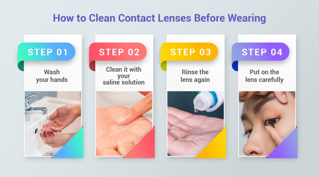 how to clean contact lens before wearing